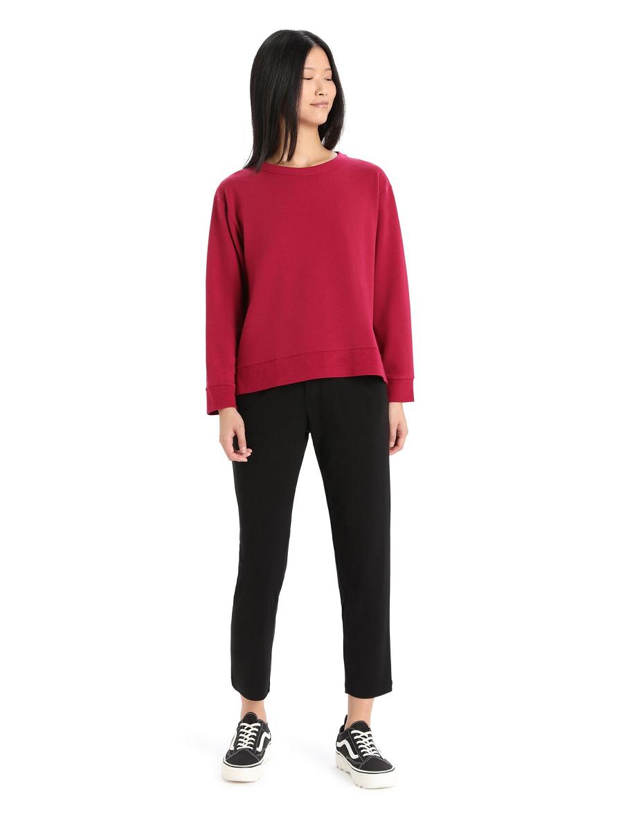 Cherry Icebreaker RealFleece™ Merino Dalston Long Sleeve Women's Sweatshirts | AU 1613GSOL